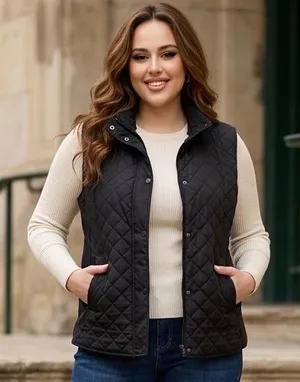 Cavalini Original Womens Black Quilted Vest Soft Sherpa Lining 3X Cottage Cabin thumbnail 1