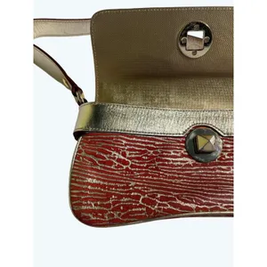 Kate Spade Baguette Shoulder Bag Coral & Gold Metallic Strap Party Clutch thumbnail 10
