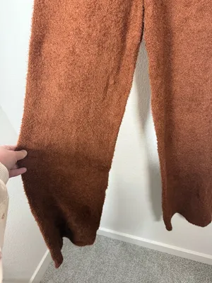Reformation Isle Wide Leg Knit Pants Brown Organic Cotton Pull On Size M thumbnail 8