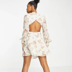 ASOS | Long Sleeve Floral Cut Out Dress thumbnail 3