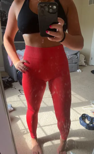 Seamless Red Leggings Size M thumbnail 1