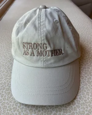 NWOT Embroidered 'Strong As A Mother' Off White Baseball Cap thumbnail 1