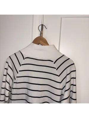 J.Crew $98 Woman’s S striped Wide Button mock neck button top Sweater Tunic thumbnail 5