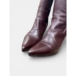 Salvatore Ferragamo Vintage Brown Leather Knee High Stiletto Boots Made Italy US 7 thumbnail 6