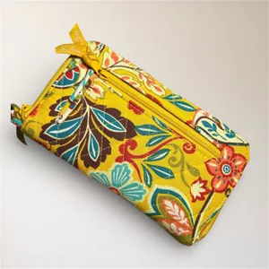 Vera‎ Bradley Floral Quilted Zip Around Wallet Yellow Cotton Boho Wristlet thumbnail 5