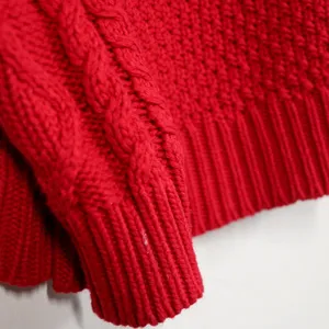 Lauren Ralph Lauren Red Cable Knit Turtleneck Sweater‎ Women's Size L Cotton thumbnail 7