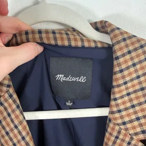 Madewell Caldwell Double Breasted Blazer Desert Check Dark Academia Womens Large thumbnail 4