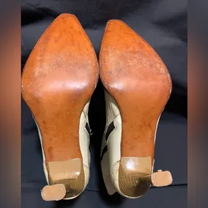 Women’s Mid Calf Heeled Cream color Western Boots approximate size 9/9.5 thumbnail 10