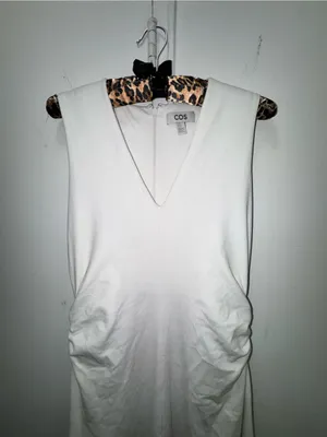 COS V-Neck White Asymmetrical Sleeveless Maxi Dress Size XS thumbnail 5