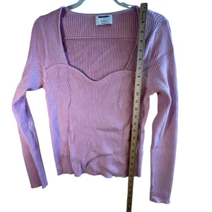 Old Navy Sweetheart Fit Ribbed Sweater Pink Knit L/S L Coquette Balletcore Y2K‎ thumbnail 7
