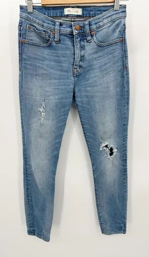 Madewell Jeans Women's 26 Blue Light Wash Denim Distressed 9"‎ High Rise Skinny thumbnail 1