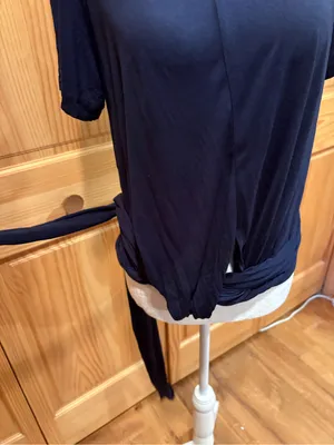 J.Crew short-sleeve tie-front knit top navy style G5714 size M NWT thumbnail 5