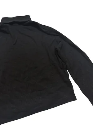 Full Tilt Black Ribbed Knit Long Sleeve Crop Top Shirt Turtleneck Medium Women's thumbnail 3