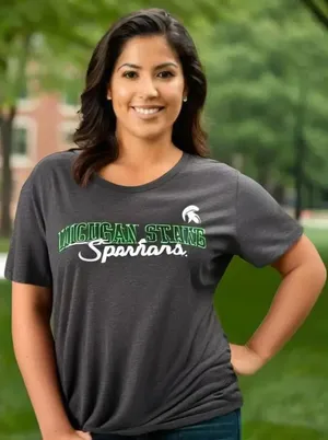 NWT Michigan State Spartans Women's Large Gray T-Shirt Sports College‎ Crew Neck thumbnail 1