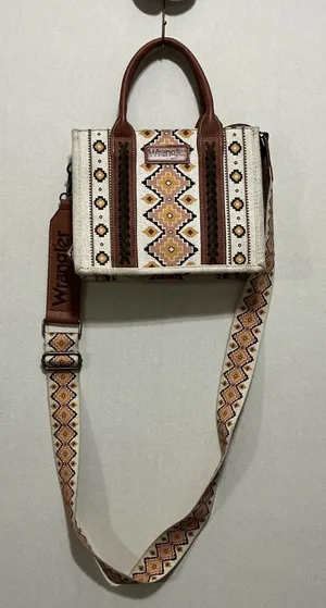 Wrangler Cream and Brown Geometric Embroidered Crossbody Bag thumbnail 1