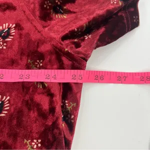 Natural Life Claire Velvet floral Mini Dress V-Neck Cranberry Floral‎ Sz L thumbnail 7