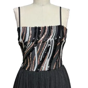 Dress The‎ Population Block Print Tiered Sequin Tulle Dress Size Small thumbnail 2