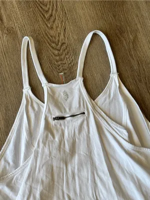 Free People Movement Hot Shot Mini Dress Womens Medium White Racerback Pockets thumbnail 6