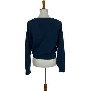 Urban Outfitters Blue V Neck Knit Sweater Soft Cozy Casual Trendy Pullover Small thumbnail 3