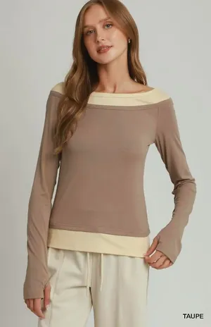 Umgee Layered Twofer Long Sleeve‎ Top - Medium thumbnail 1
