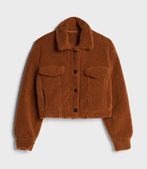 new with tags cropped teddy sherpa jacket thumbnail 7