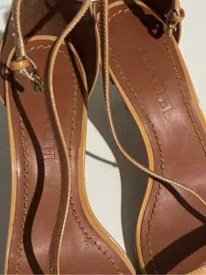 Coach Patent Leather Tan Ankle-Strap Heels thumbnail 3