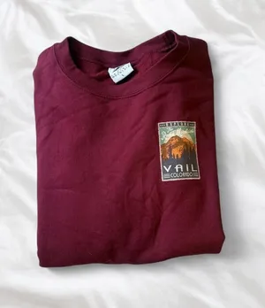 Vail Colorado Mountain Graphic Crewneck Sweatshirt Burgundy Size Large thumbnail 1