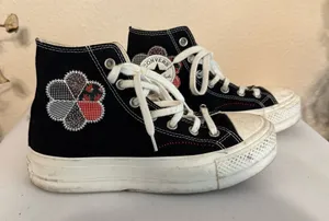 Converse Chuck Taylor All Star Lift Platform Black Flower Floral Stitching 5.5 thumbnail 1