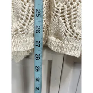 M LAK Cream Open Crochet Tank Top Size Large Relaxed Pockets Soft Boho thumbnail 3