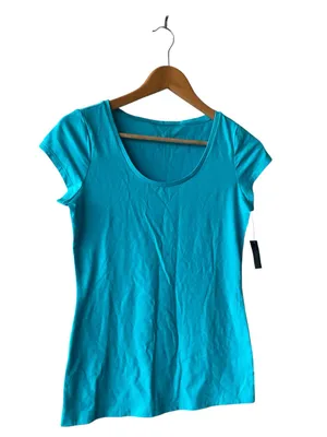 The Limited The Perfect Cotton Blend Scoop Neck Blue T-Shirt XS NWT thumbnail 3