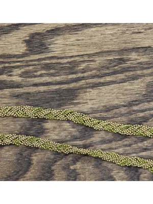 NEW Fashion Braided Twist Seed Bead Knot Tassel Necklace Gold / Green 24" + 3.5" thumbnail 4
