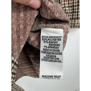 C By One Womens Houndstooth Plaid XL Brown Shacket Quiet Luxury Academia Casual thumbnail 6