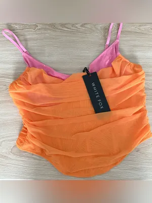 White Fox XL NEW Heavenly Hour Bustier Cami Orange Pink Rave Nightclub thumbnail 8