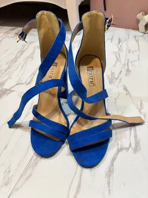 Blue Suede Block Heels Size 6 thumbnail 2
