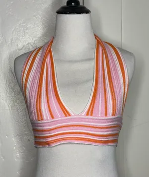 Pink and Orange Halter Top with Tie back XS thumbnail 1