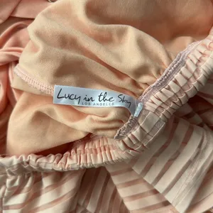 Lucy In The Sky Off Shoulder Long Sleeve Lace Up Romper Pink Small thumbnail 5