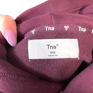 Aritzia Tna Cozy Fleece Perfect‎ Hoodie Sweatshirt Pullover Dark Purple Size XXS thumbnail 7