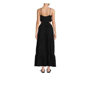 LEA & VIOLA tiered black maxi cut out dress size Small thumbnail 2