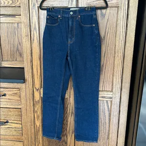 Abercrombie The Ankle Straight Ultra High Rise‎ Curve Love Jeans Dark Wash 00 24 thumbnail 2