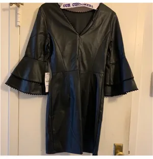 Zara Faux Leather Bell Sleeve Dress – NWT – Size Small thumbnail 4
