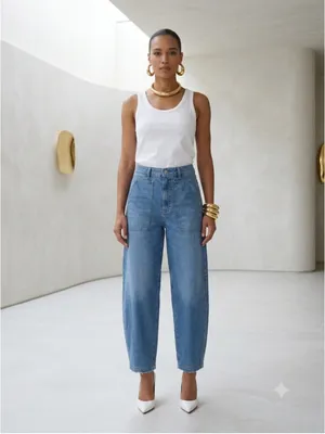 Madewell Balloon Jeans High Rise Wide Leg Utility Pocket Ankle Denim Pants Size thumbnail 2