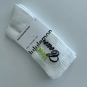 Lululemon Unisex Daily Essential Crew Socks Tennis Club White/Sour Grape Large thumbnail 9