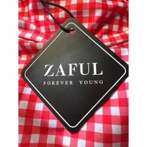 Zaful‎ Red Gingham Tankini Set Tie Shoulder Lace Up Back Swimsuit US 8 New thumbnail 4