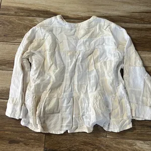 Anthropologie Maeve white and creme patchwork blouse thumbnail 6