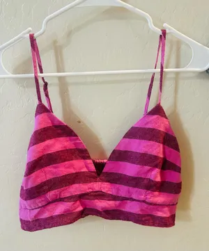 A New Day pink striped crop top Size thumbnail 1