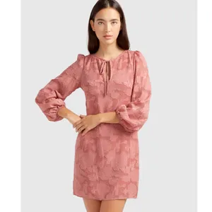 Belle & Bloom Kiss the Stars Puff Long Sleeve Mini Dress Floral Rose Womens XS thumbnail 2