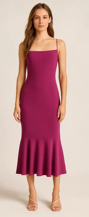 Fame & Partners‎ Fuchsia Magenta Chiffon A-line Flounce Hem Formal Dress Sz 0 thumbnail 1