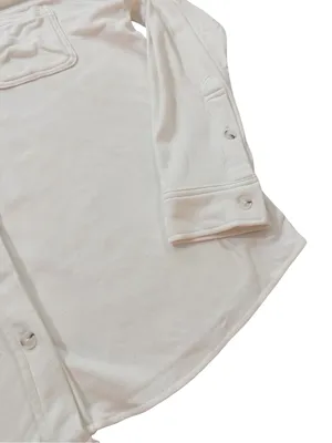 32 Degrees Heat White Soft Brushed Knit Button Down Shirt Pockets Medium Women's thumbnail 7