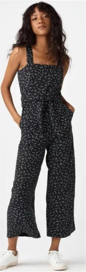 VETTA The Two Piece Apron Jumpsuit Size 18 Black Floral‎ Convertible Organic USA thumbnail 1
