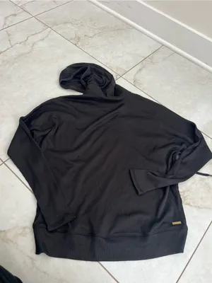 NEW ALALA Black Ribbed Hoodie Size Small thumbnail 4